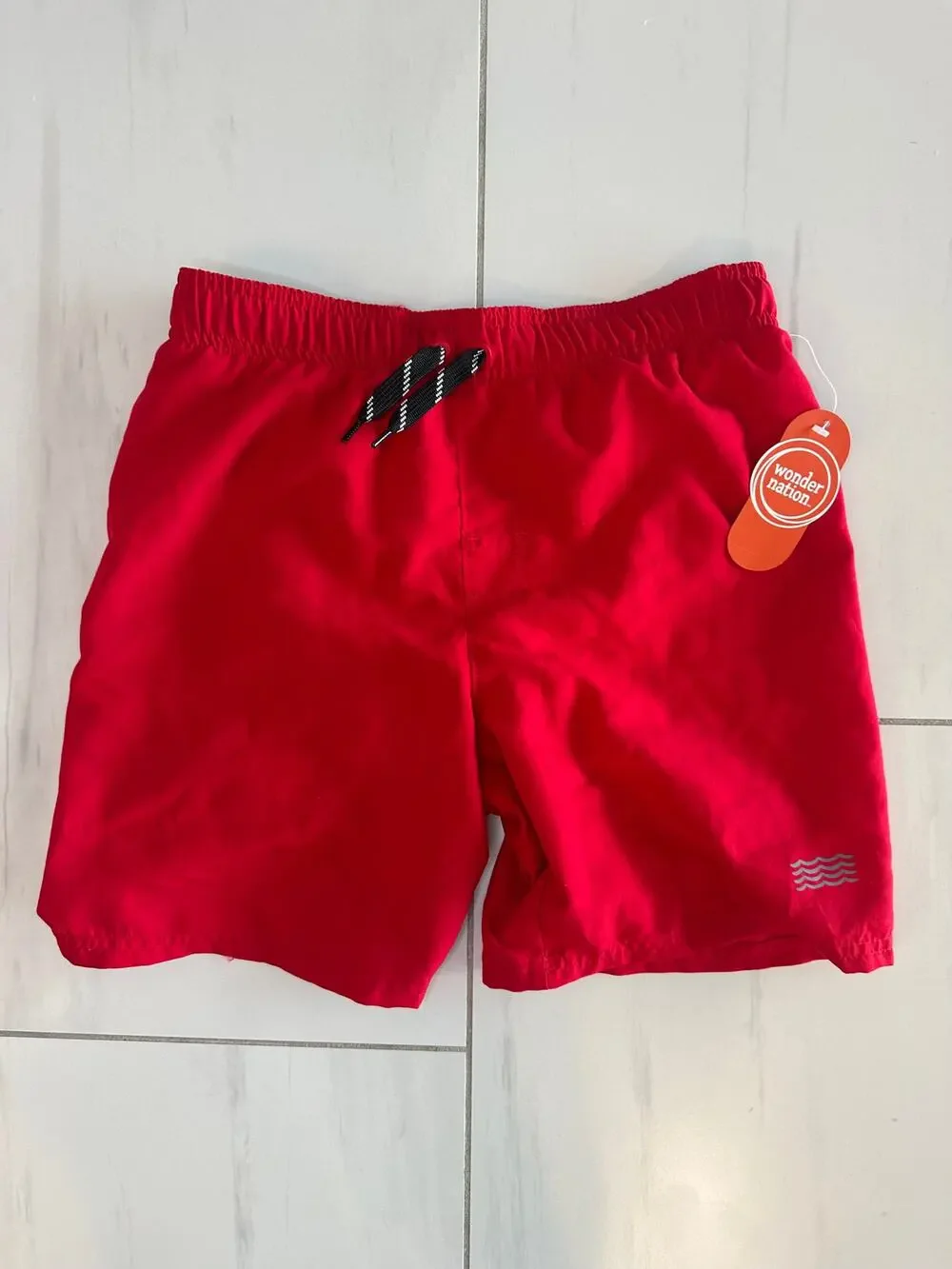 Wonder Nation Boys Red Swim Trunks Board Shorts L (10-12) NWT Quick Dry